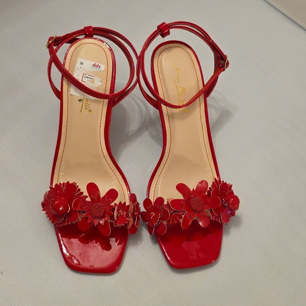 BRAND NEW ANNE MICHELLE FLORAL DESIGN SLINGBACK KITTEN HEEL SANDAL - Picture 3 of 16